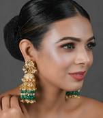 Emerald & Pearl Beaded Jhumki