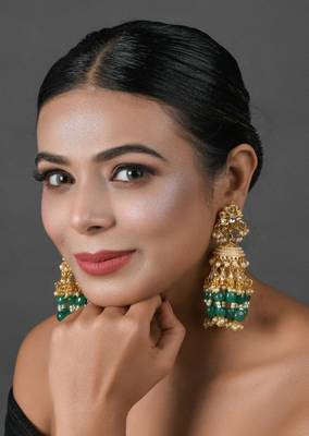 Emerald & Pearl Beaded Jhumki 2