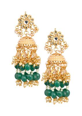 Emerald & Pearl Beaded Jhumki 4