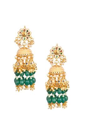 Emerald & Pearl Beaded Jhumki 5