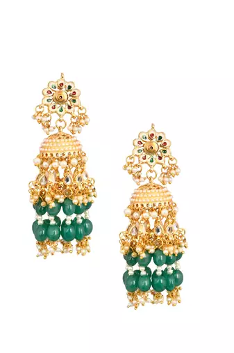 Emerald & Pearl Beaded Jhumki