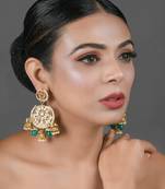 Floral Kundan Earrings With Hanging Jhumki