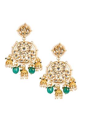 Floral Kundan Earrings With Hanging Jhumki 3