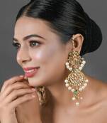 Pearl Beaded Handcrafted Kundan Earrings