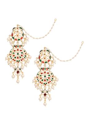 Pearl Beaded Handcrafted Kundan Earrings 4
