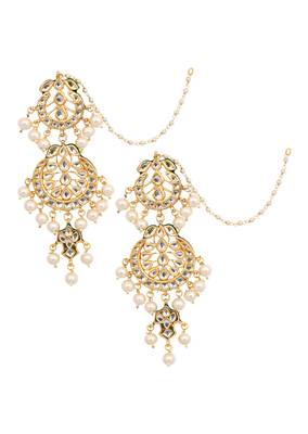 Pearl Beaded Handcrafted Kundan Earrings 5