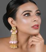 Pink Gold Tone Kundan Jhumki