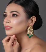 Green & Pearl Beaded Tassle Earrings