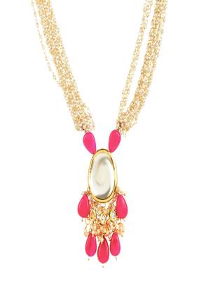 Ruby Beaded Kundan Necklace With Earrings 4