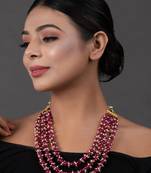Ruby Beaded Necklace With Pearls
