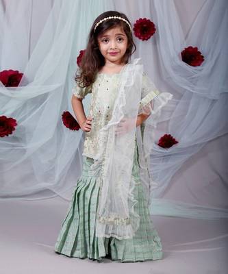 Green Brocade Kurta with Sharara 2