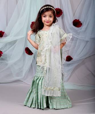 Green Brocade Kurta with Sharara 1