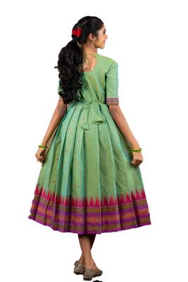 Shivangi Girls Green Cotton Long Gown 2