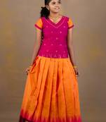 Orange and Pink Girls Pavadai Set