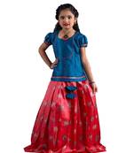 Shivangi Girls Pink Bamboo Silk Pattu Pavadai