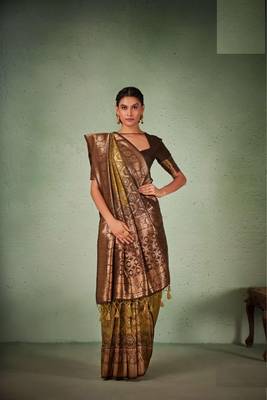 Women'S Silk Blend Zari Work Saree,Latest Designs Online Saree 2