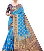 Mr & Mrs Creation Present Blue Colour Cotton Art Silk Saree With Designer Blouse Pic 