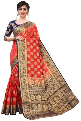 Mr & Mrs Creation Present Red  Colour Cotton Art Silk Saree With Designer Blouse Pic  1
