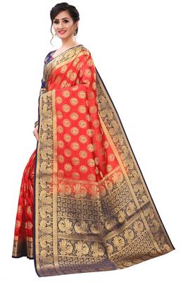 Mr & Mrs Creation Present Red  Colour Cotton Art Silk Saree With Designer Blouse Pic  2