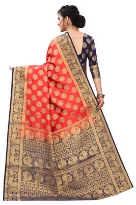 Mr & Mrs Creation Present Red  Colour Cotton Art Silk Saree With Designer Blouse Pic  4
