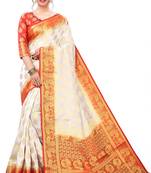 Mr & Mrs Creation Present White Colour Cotton Art Silk Saree With Designer Blouse Pic