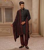 Black Embroidered Sherwani Set