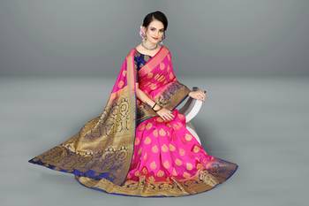 Mr & Mrs Creation Present Pink  Colour Cotton Art Silk Saree With Designer Blouse Pic  2