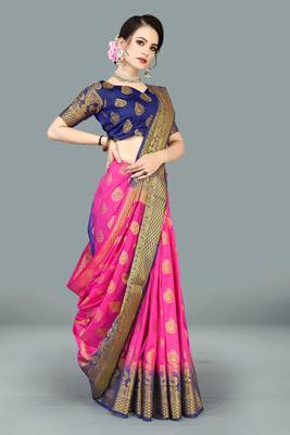 Mr & Mrs Creation Present Pink  Colour Cotton Art Silk Saree With Designer Blouse Pic  3