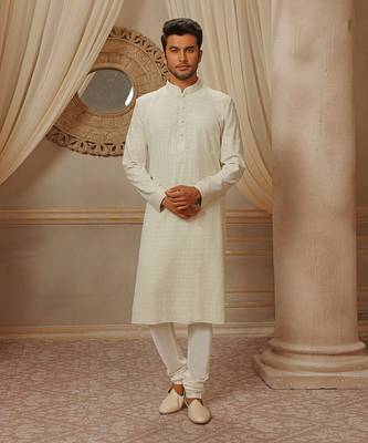 Mint Lucknowi Embroidered Kurta Set 1