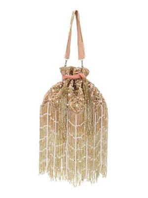 Dangle Peach & Gold Ogee Embellished Velvet Potli 3