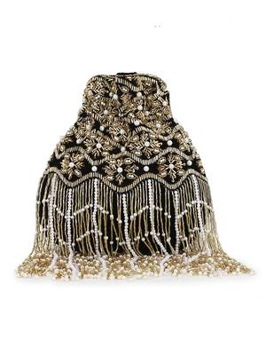 Dangle Black & Gold Ogee Embellished Velvet Potli 5