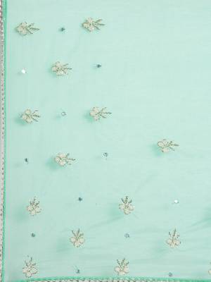   Handcrafted Green Shaded Organza Saree 4