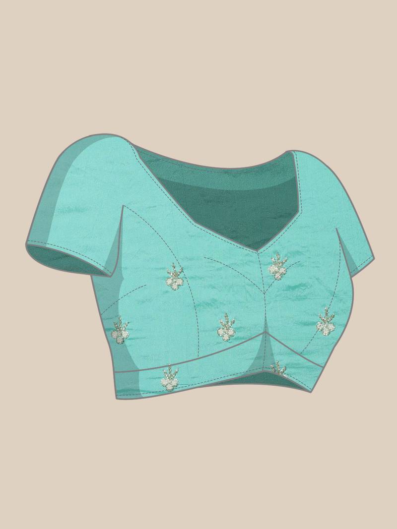 Geroo Jaipur Handcrafted Green Shaded Organza Saree