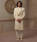 Pearl White Embroidered Sherwani Set