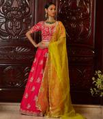 Pink Lehenga With Lime Green Dupatta