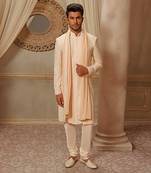 Blush Peach Lucknowi Embroidered Sherwani Set