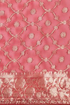 Organza Banarasi Floral Zari Work Saree 4