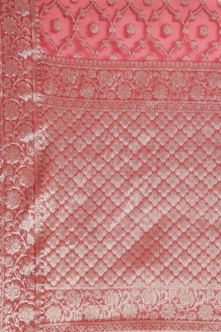 Organza Banarasi Floral Zari Work Saree