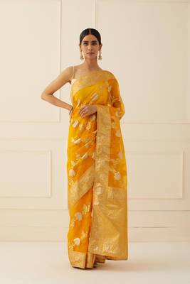 Organza Banarasi Floral Zari Work Saree 1