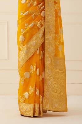 Organza Banarasi Floral Zari Work Saree 3