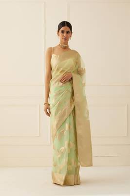 Organza Banarasi Floral Zari Work Saree 1