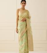 Organza Banarasi Floral Zari Work Saree