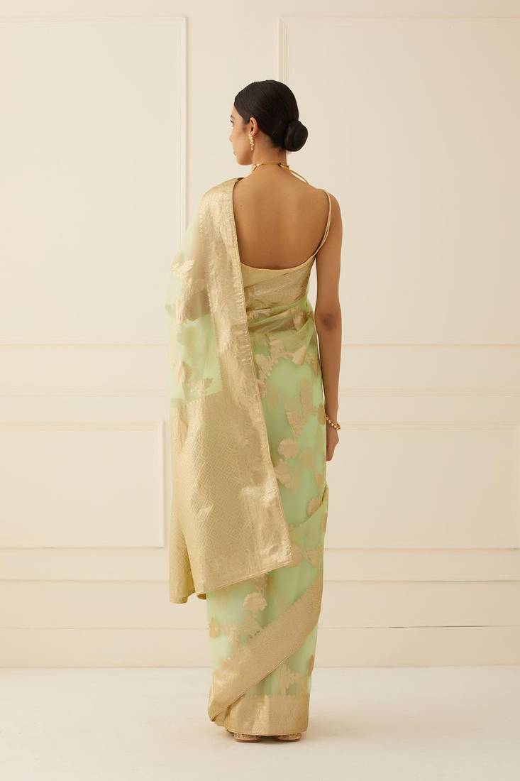 Organza Banarasi Floral Zari Work Saree