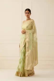 Organza Banarasi Floral Zari Work Saree