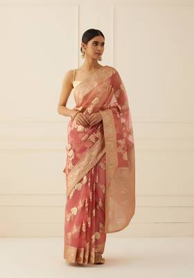 Organza Shaded Saree In Zari and Gota work 1