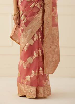 Organza Shaded Saree In Zari and Gota work 3