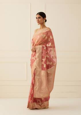 Organza Shaded Saree In Zari and Gota work 4