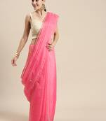 Geroo Jaipur Pink Hand Embroidered Organza Saree