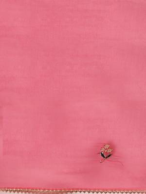   Pink Hand Embroidered Organza Saree 4