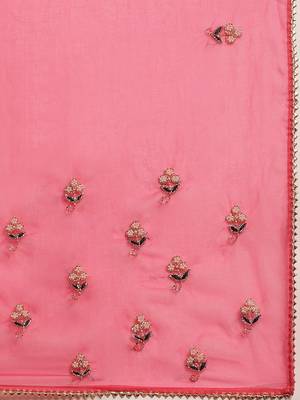   Pink Hand Embroidered Organza Saree 5